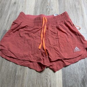 adidas Women's Coral Athletic Shorts with Orange Drawstring